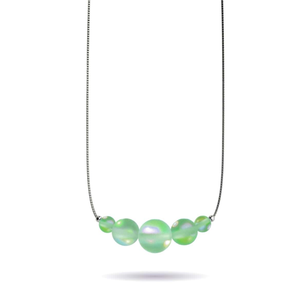 Émeraude | Argent sterling .925 | Collier fermoir infini verre sirène